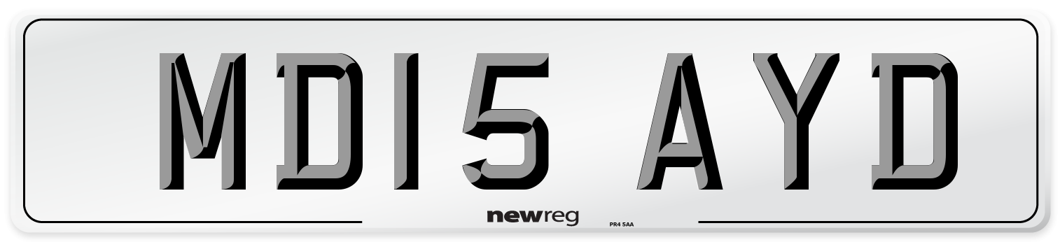 MD15 AYD Number Plate from New Reg